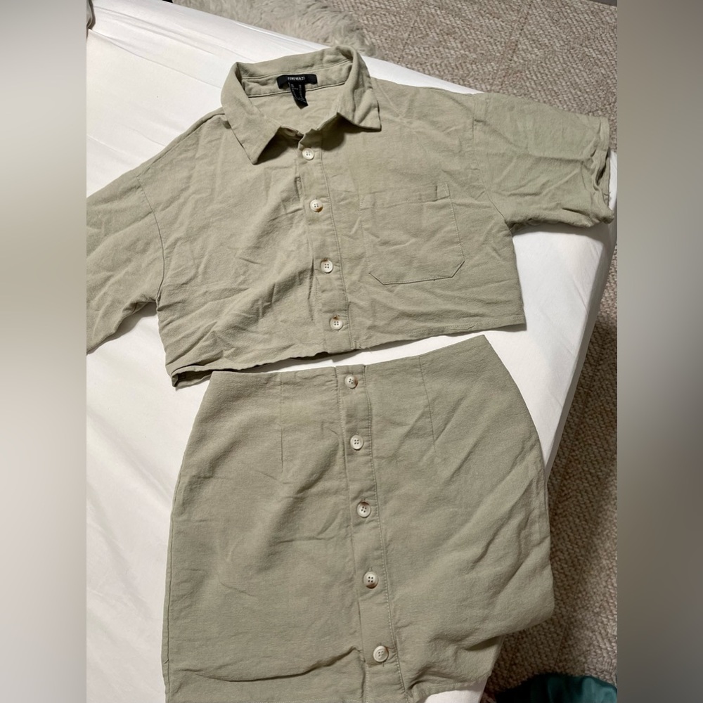 light green top and skirt set